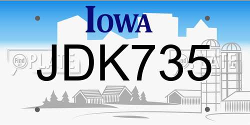 JDK735 Iowa License Plate