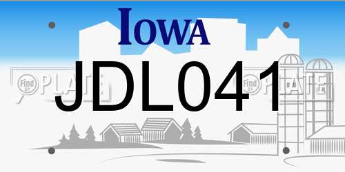 JDL041 Iowa License Plate