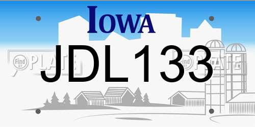 JDL133 Iowa License Plate