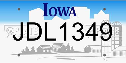 JDL1349 Iowa License Plate
