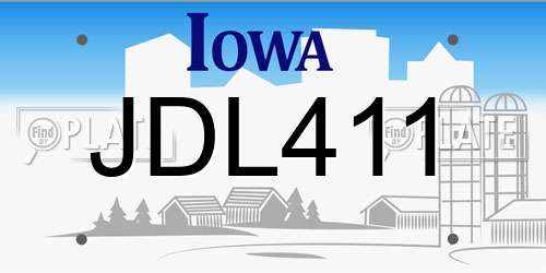 JDL411 Iowa License Plate