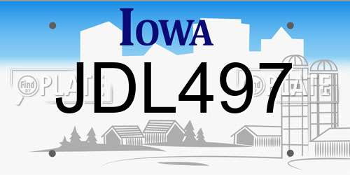 JDL497 Iowa License Plate