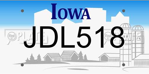 JDL518 Iowa License Plate