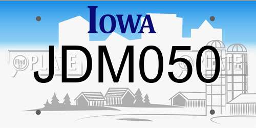 JDM050 Iowa License Plate