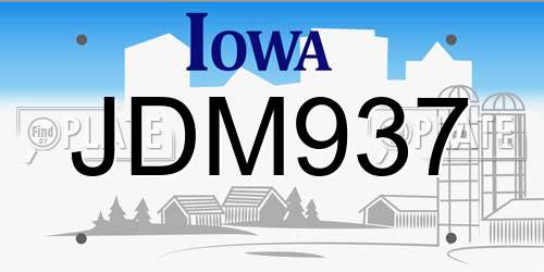 JDM937 Iowa License Plate