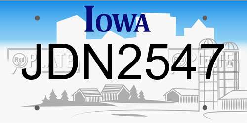 JDN2547 Iowa License Plate