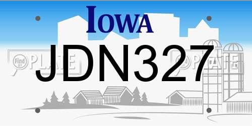 JDN327 Iowa License Plate