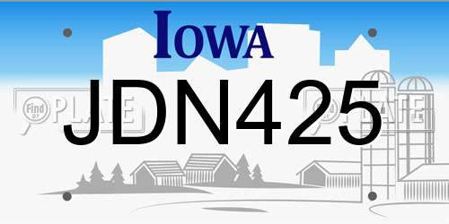 JDN425 Iowa License Plate