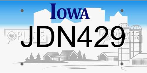 JDN429 Iowa License Plate