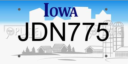 JDN775 Iowa License Plate