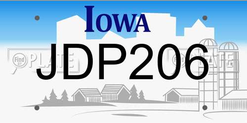 JDP206 Iowa License Plate