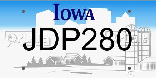 JDP280 Iowa License Plate