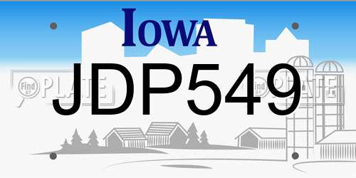 JDP549 Iowa License Plate