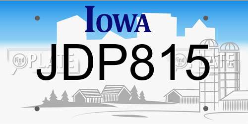 JDP815 Iowa License Plate