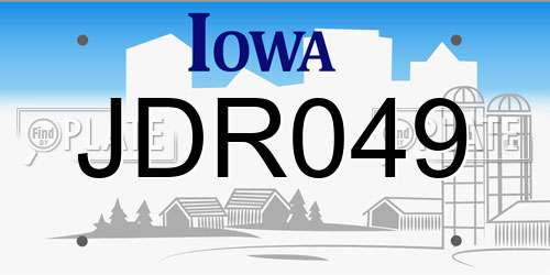 JDR049 Iowa License Plate