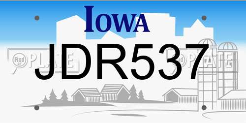 JDR537 Iowa License Plate