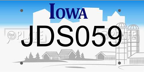 JDS059 Iowa License Plate