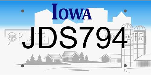 JDS794 Iowa License Plate