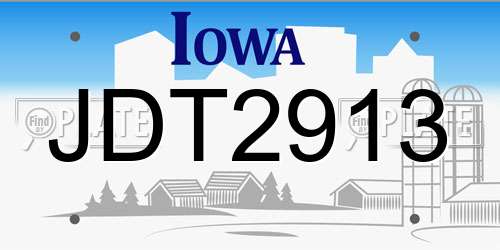 JDT2913 Iowa License Plate