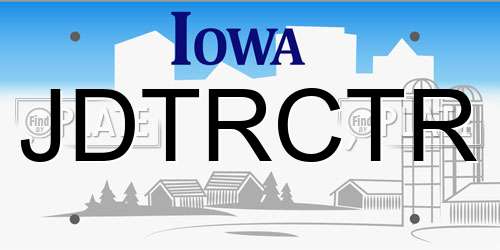 JDTRCTR Iowa License Plate