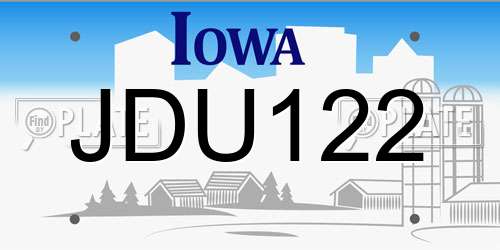 JDU122 Iowa License Plate