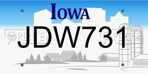 JDW731 Iowa License Plate