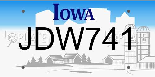 JDW741 Iowa License Plate