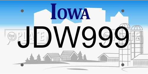 JDW999 Iowa License Plate
