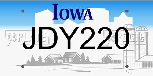 JDY220 Iowa License Plate