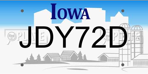 JDY72D Iowa License Plate