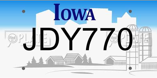 JDY770 Iowa License Plate