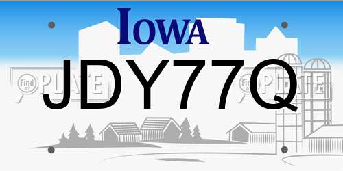JDY77Q Iowa License Plate