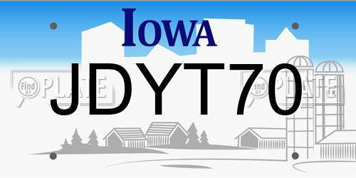 JDYT70 Iowa License Plate