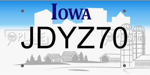 JDYZ70 Iowa License Plate
