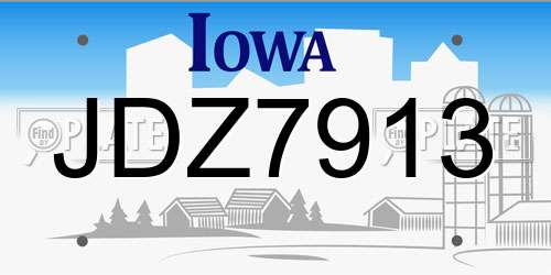JDZ7913 Iowa License Plate