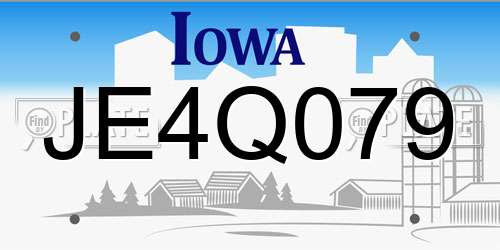 JE4Q079 Iowa License Plate