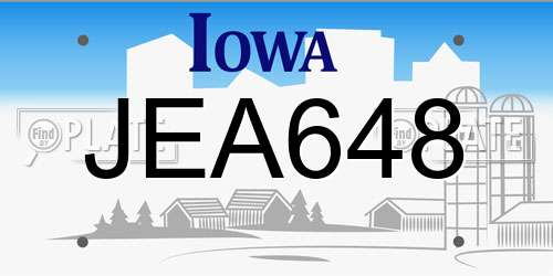 JEA648 Iowa License Plate