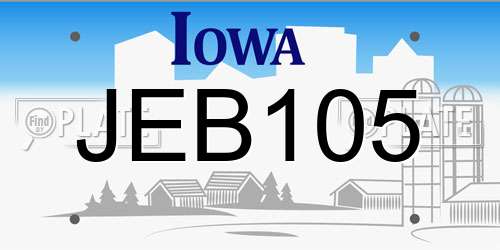 JEB105 Iowa License Plate