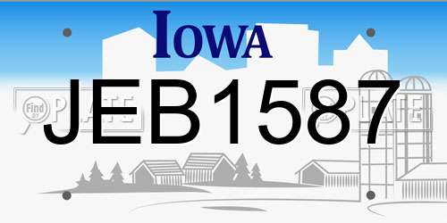 JEB1587 Iowa License Plate