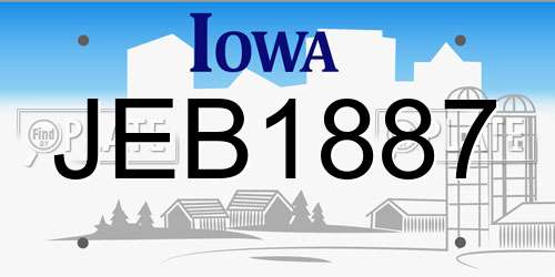 JEB1887 Iowa License Plate