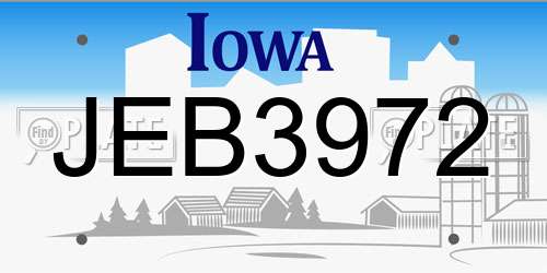 JEB3972 Iowa License Plate