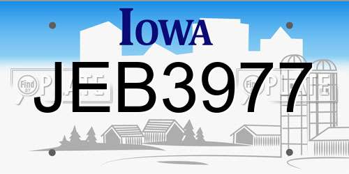 JEB3977 Iowa License Plate