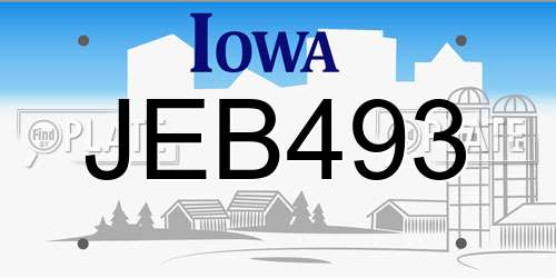 JEB493 Iowa License Plate