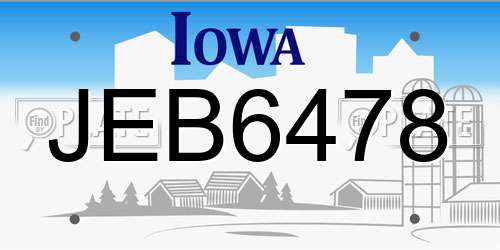 JEB6478 Iowa License Plate