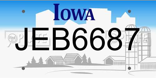 JEB6687 Iowa License Plate