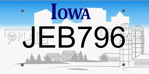 JEB796 Iowa License Plate