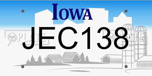 JEC138 Iowa License Plate