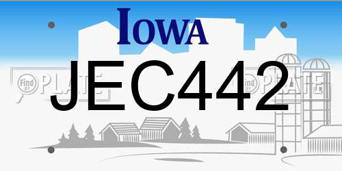 JEC442 Iowa License Plate