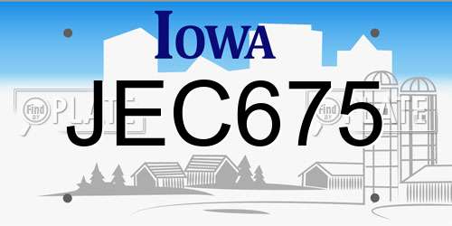 JEC675 Iowa License Plate