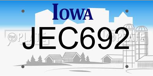JEC692 Iowa License Plate